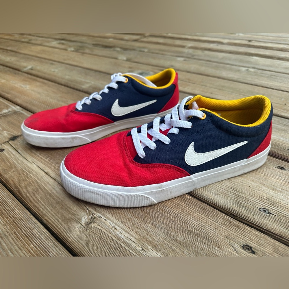 Nike Red and Navy Sneakers with Yellow Accents size 10.5